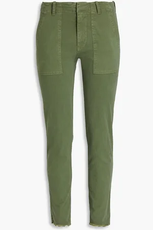 NILI LOTAN Jenna cropped stretch-cotton twill slim-leg pants - Green