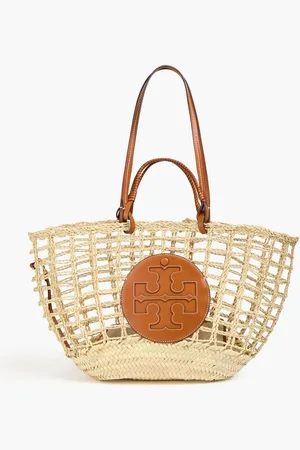 Tory Burch Ella leather-trimmed straw tote - Neutral