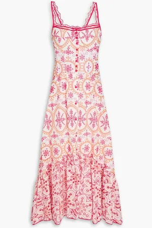 CHARO RUIZ IBIZA Irene tiered broderie anglaise cotton-blend maxi dress - White
