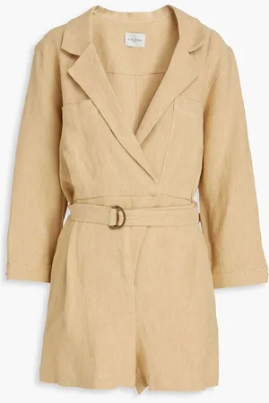 LE KASHA Dahab belted linen playsuit - Neutral
