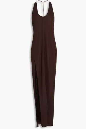 J.W.Anderson Open-back ruched satin-jersey halterneck maxi dress