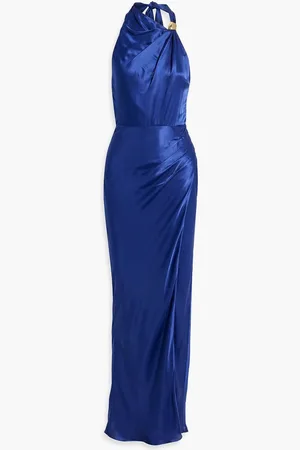 Nicholas Draped satin halterneck maxi dress - Purple