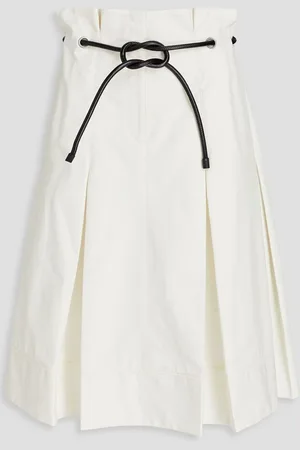 3.1 Phillip Lim Origami belted pleated cotton-poplin midi skirt
