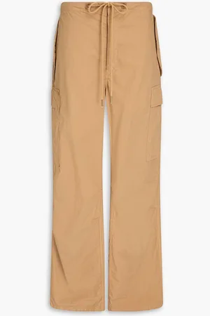 NILI LOTAN Lison pleated cotton-poplin cargo pants - Green