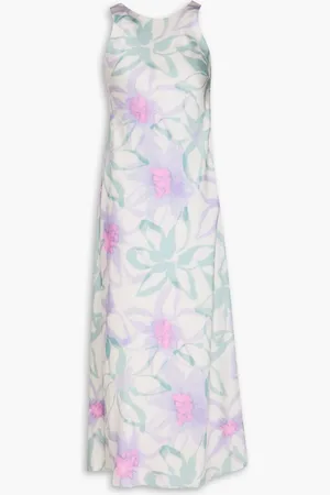 Claudie Pierlot Floral-print satin midi dress - Purple