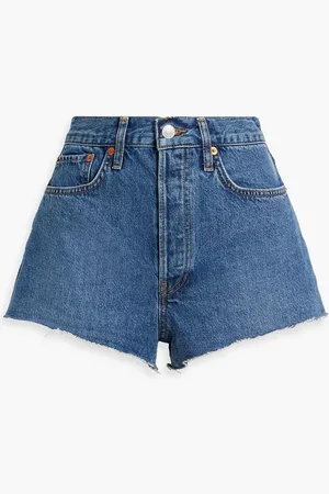 RE/DONE Frayed denim shorts - Blue