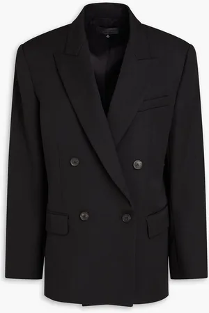 NILI LOTAN Pimpton double-breasted grain de poudre wool blazer - White