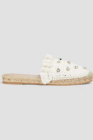 RED(V) Crystal-embellished faux raffia espadrilles