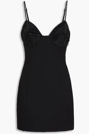 AREA Crystal-embellished wool-blend mini dress