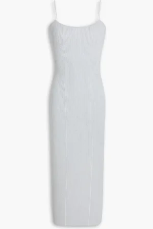 Khaite Pilar metallic ribbed-knit midi dress - Gray