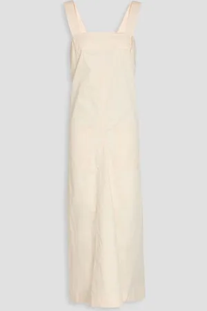 tibi Pleated cotton midi dress - White
