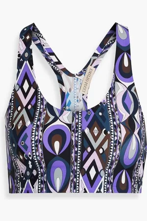 Puccini Printed stretch-jersey sports bra - Purple