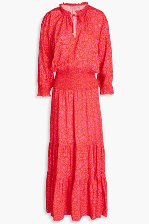 Heidi Klein Tiered floral-print woven maxi dress - Orange