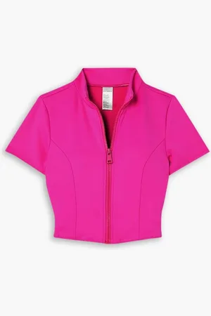GOOD AMERICAN Cropped stretch-scuba rash guard