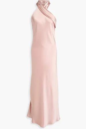 GALVAN Pandora satin halterneck midi dress
