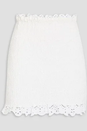 CHARO RUIZ IBIZA Paola gathered broderie anglaise cotton-blend mini skirt