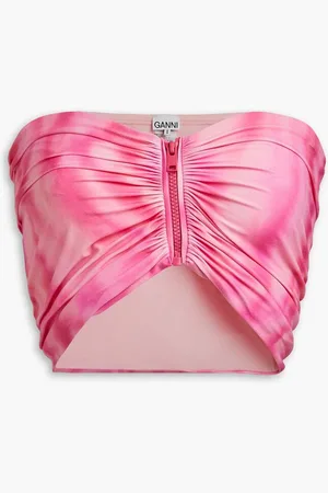 Ganni Tie-dyed bandeau bikini top
