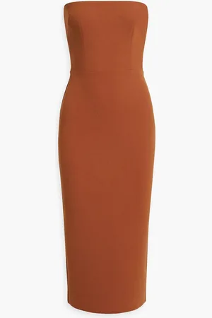ALEX PERRY Callan strapless crepe midi dress - Metallic