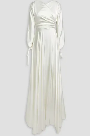 RHEA COSTA June draped satin gown - Blue