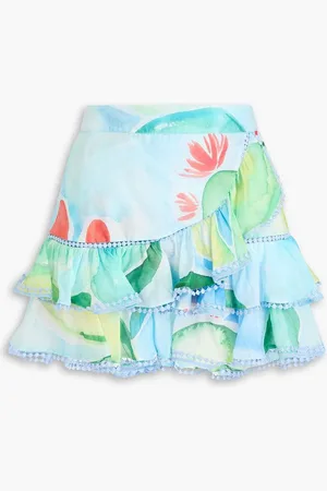 CHARO RUIZ IBIZA Caceres ruffled printed cotton-blend voile mini skirt - Green