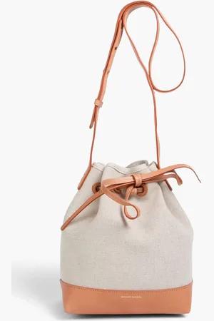 Mansur Gavriel Leather-trimmed canvas bucket bag - White