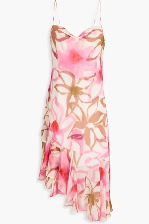 Claudie Pierlot Asymmetric floral-print silk-chiffon midi dress