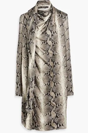 Khaite Shaz draped snake-print cupro-satin dress