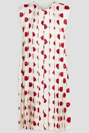 Khaite Blaz pleated printed cupro-satin dress - White