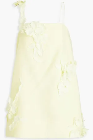 ZIMMERMANN Floral-appliquéd linen mini dress - Yellow