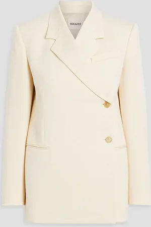 Khaite Otero double-breasted wool-blend twill blazer - White