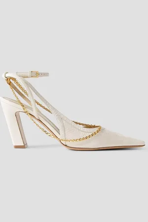 Khaite Marfa chain-embellished crinkled-leather pumps - White