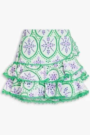 CHARO RUIZ IBIZA Tiered broderie anglaise cotton-blend mini skirt
