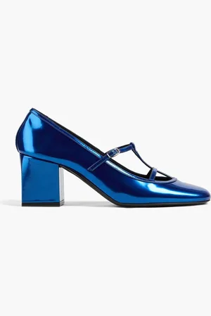 Khaite Fawn mirrored-leather pumps - Blue