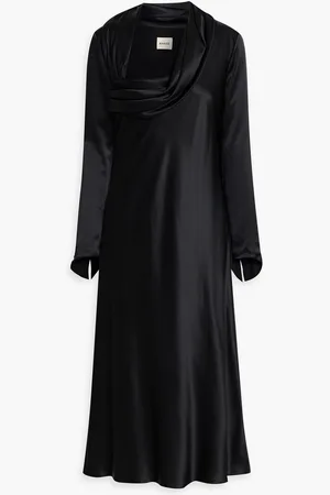 Khaite Olivier draped cupro-satin midi dress