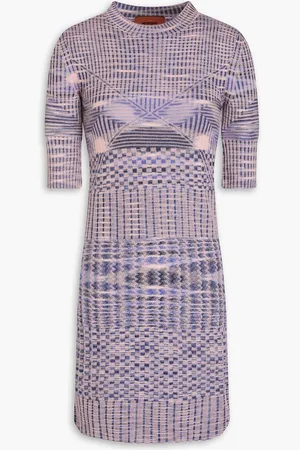 Missoni Marled jacquard-knit wool mini dress - Purple