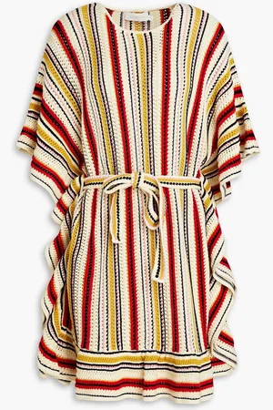 ZIMMERMANN Striped crocheted cotton mini dress - Yellow