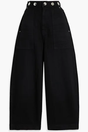 Khaite Hewey cropped studded high-rise wide-leg jeans