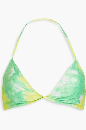 Ganni Twisted printed triangle bikini top