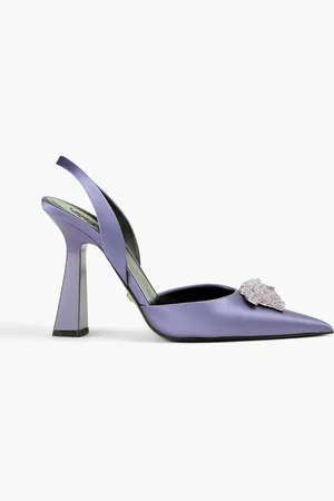 VERSACE Embellished satin pumps - Purple