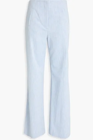 VERONICA BEARD Jude metallic cotton-blend straight-leg pants - Blue