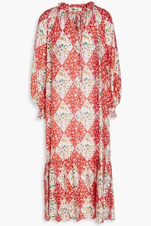 Diane von Furstenberg Fortina printed voile midi dress - Orange