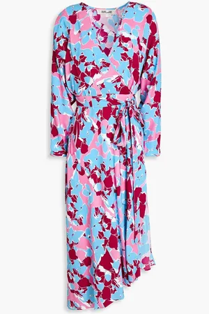 Diane von Furstenberg Eloise wrap-effect printed crepe midi dress - Blue