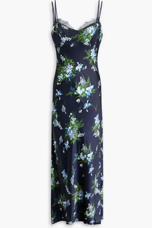 VERONICA BEARD Bixie floral-print silk-blend satin maxi dress - Blue