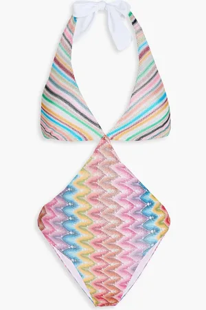 Missoni Cutout crochet-knit halterneck swimsuit