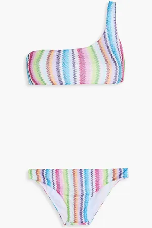 Missoni One-shoulder crochet-knit bikini