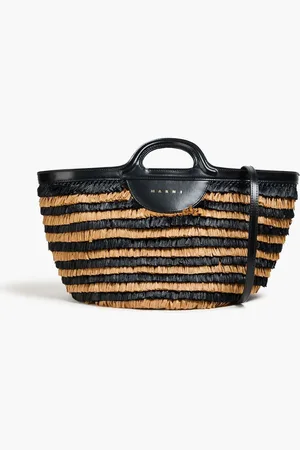 Marni Leather and faux raffia tote
