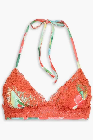 CHARO RUIZ IBIZA Marla crocheted lace-trimmed printed triangle bikini top