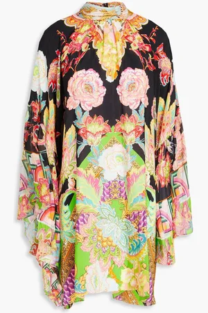 Camilla Ruffled printed silk crepe de chine mini dress