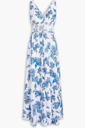 Heidi Klein Printed linen midi dress - Blue