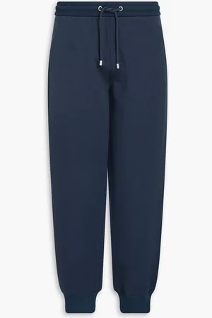 Giorgio Armani Tapered cotton and cashmere-blend fleece sweatpants - Blue